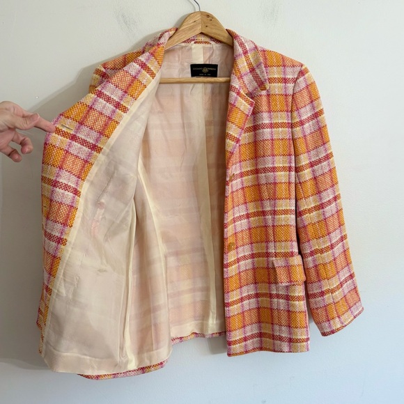 Luciano Barbera Pink Orange Silk Wool Blazer US Medium EU 46 - Picture 6 of 15